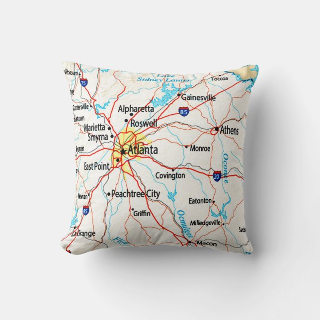 Atlanta Area Map, Atlanta Cushion (Front)