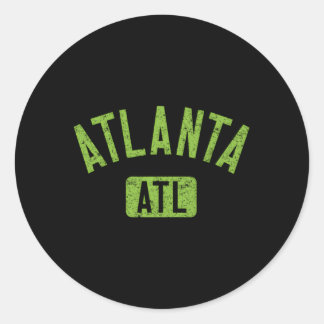Atlanta Atl Arched Text Distressed Lime Green Prin Classic Round Sticker