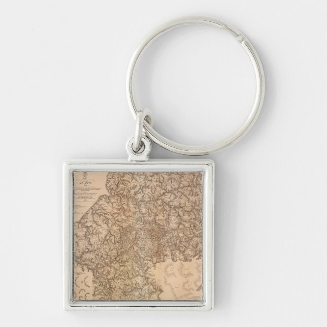 Atlanta Campaign - Civil War Panoramic Map 3 Key Ring (Front)