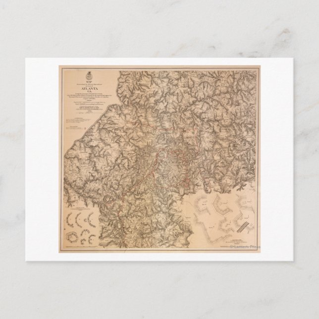 Atlanta Campaign - Civil War Panoramic Map 3 Postcard (Front)