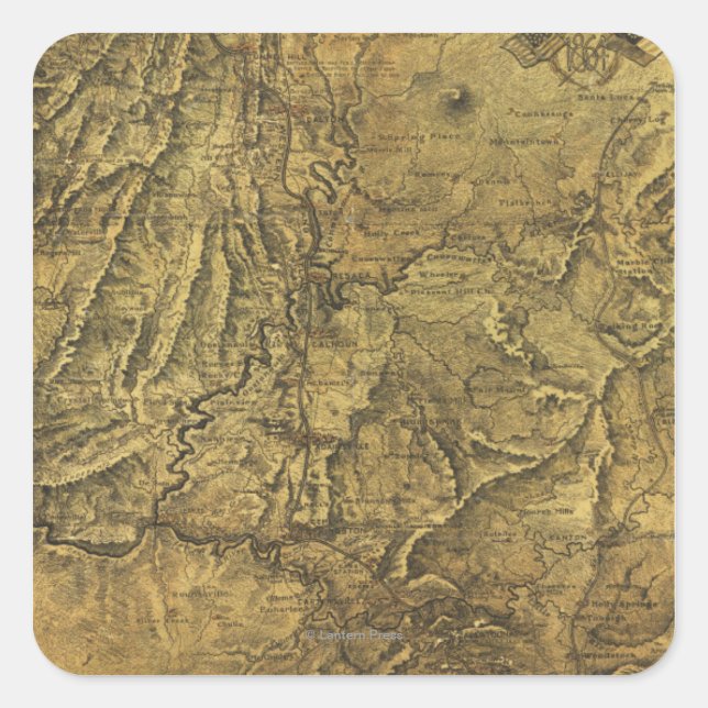 Atlanta Campaign - Civil War Panoramic Map Square Sticker (Front)