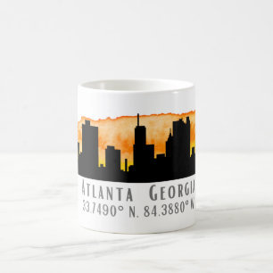 Atlanta City Skyline Map Coordinates  Coffee Mug