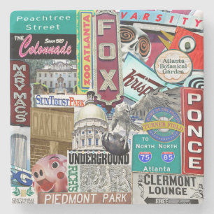 Atlanta Collage Coaster, Retro Atlanta, Atlanta S Stone Coaster
