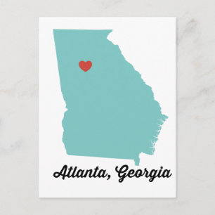 Atlanta, GA - graphic heart Atlanta Georgia design Postcard
