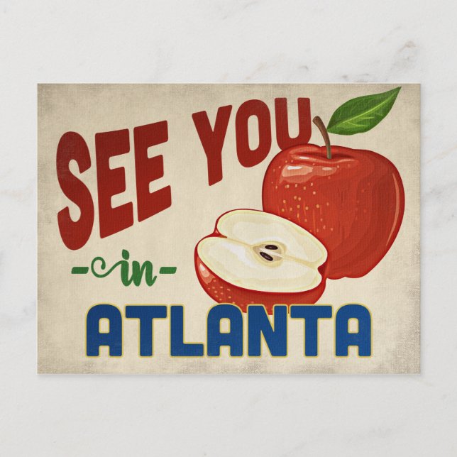 Atlanta Georgia Apple - Vintage Travel Postcard (Front)