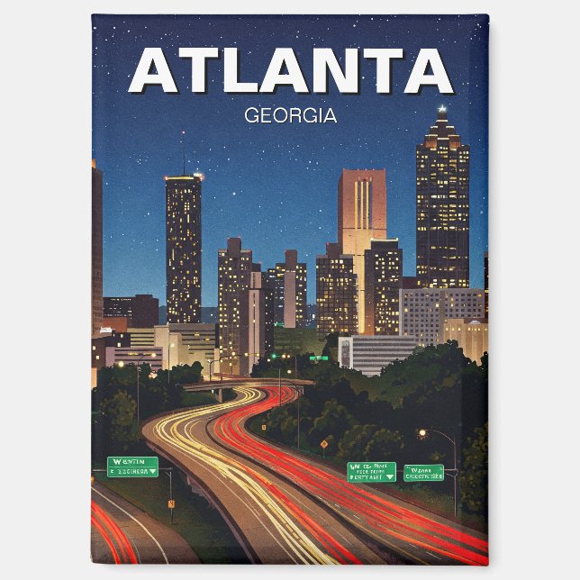 Atlanta Georgia at Night Travel Magnet (Front)