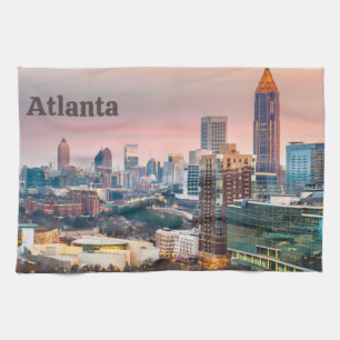 Atlanta, Georgia Beautiful Sunset City View Tea Towel