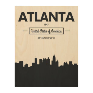 Atlanta, Georgia   City Coordinates Wood Wall Art