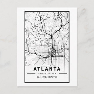 Atlanta Georgia City Map Minimalist Art  Postcard