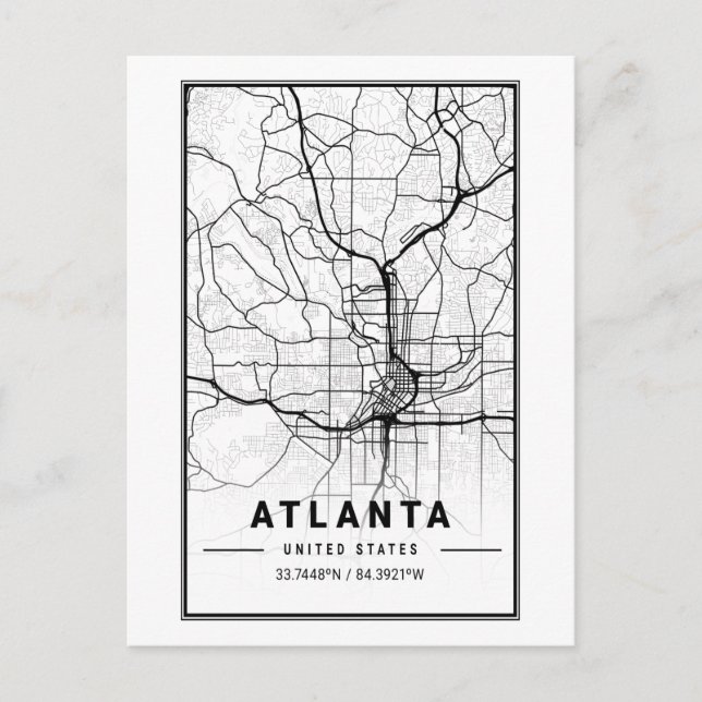 Atlanta Georgia City Map Minimalist Art  Postcard (Front)