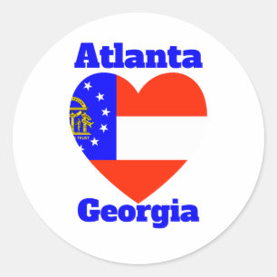 Atlanta Georgia Heart Flag Classic Round Sticker