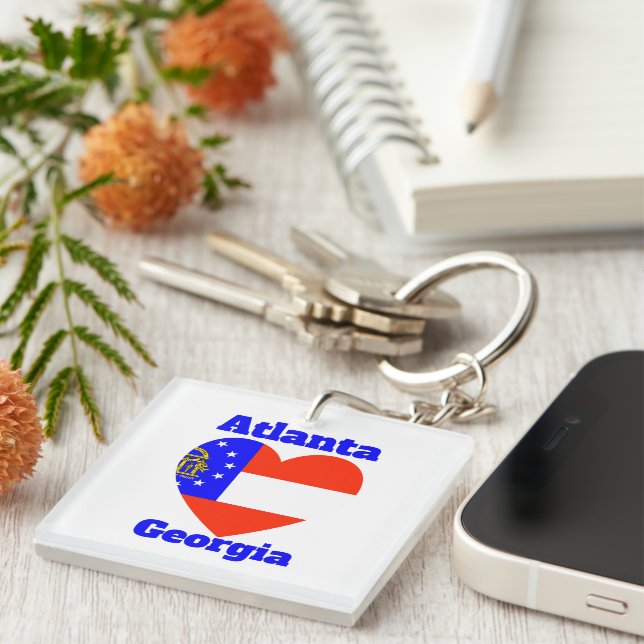 Atlanta Georgia Heart Flag Key Ring (Front Right)