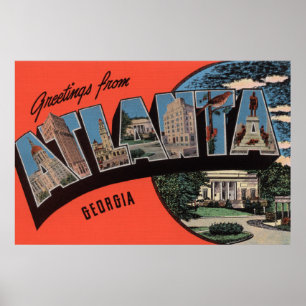 Atlanta, Georgia - Large Letter Scenes Poster