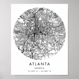 Atlanta Georgia Minimal Modern Circle Street Map Poster