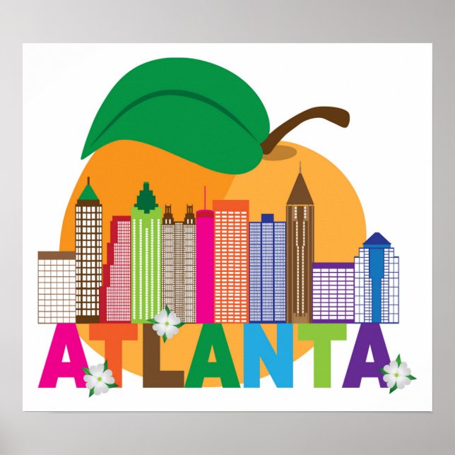 Atlanta, Georgia | Peach Skyline Poster (Front)