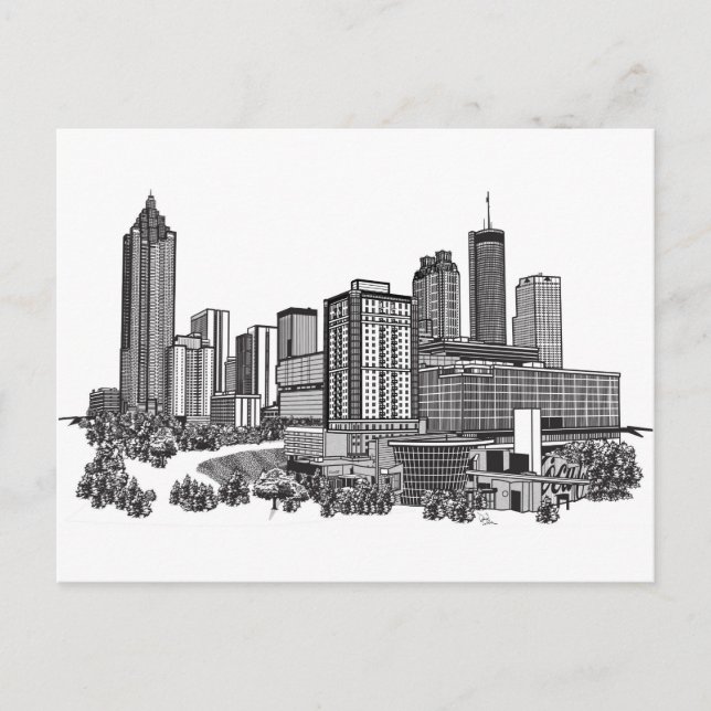 Atlanta Georgia Skyline Art Postcard (Front)
