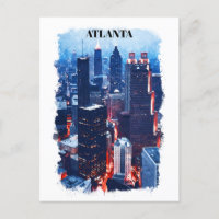 Atlanta Georgia Skyline City View Watercolor