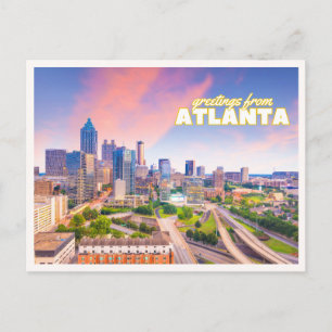 Atlanta Georgia Skyline Downtown Sunset Photo Postcard