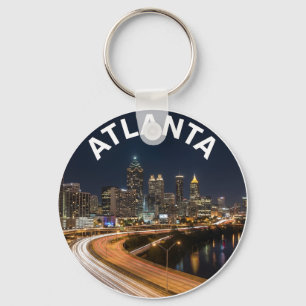 Atlanta Georgia Skyline, Night City Lights Souveni Key Ring