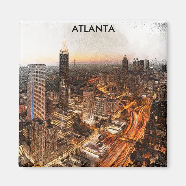 Atlanta Georgia Skyline Panorama View Magnet (Front)