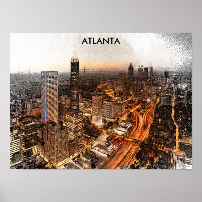 Atlanta Georgia Skyline Panorama View Poster (Front)