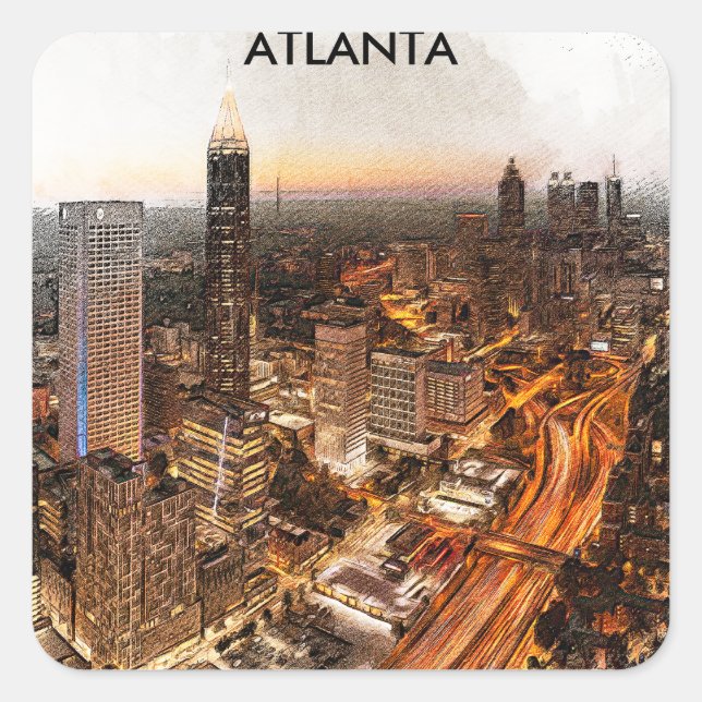 Atlanta Georgia Skyline Panorama View Square Sticker (Front)
