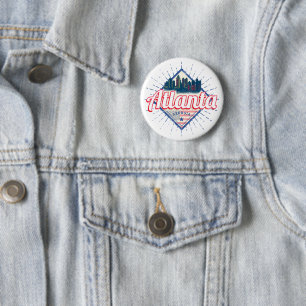Atlanta Georgia United States Retro Skyline 6 Cm Round Badge