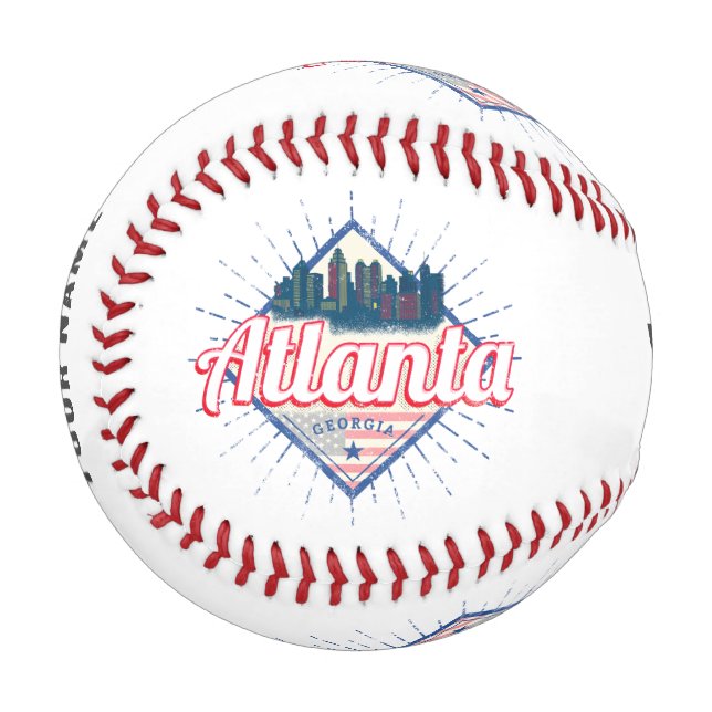 Atlanta Georgia United States Retro Skyline Baseball (Front Left)
