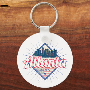 Atlanta Georgia United States Retro Skyline Key Ring