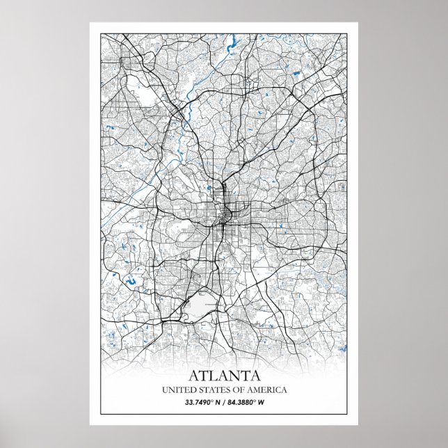 Atlanta Georgia USA Travel City Map Poster (Front)