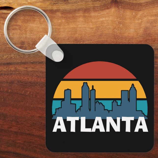 Atlanta Georgia Vintage Sunset Cityscape Key Ring (Front)