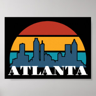 Atlanta Georgia Vintage Sunset Cityscape Poster