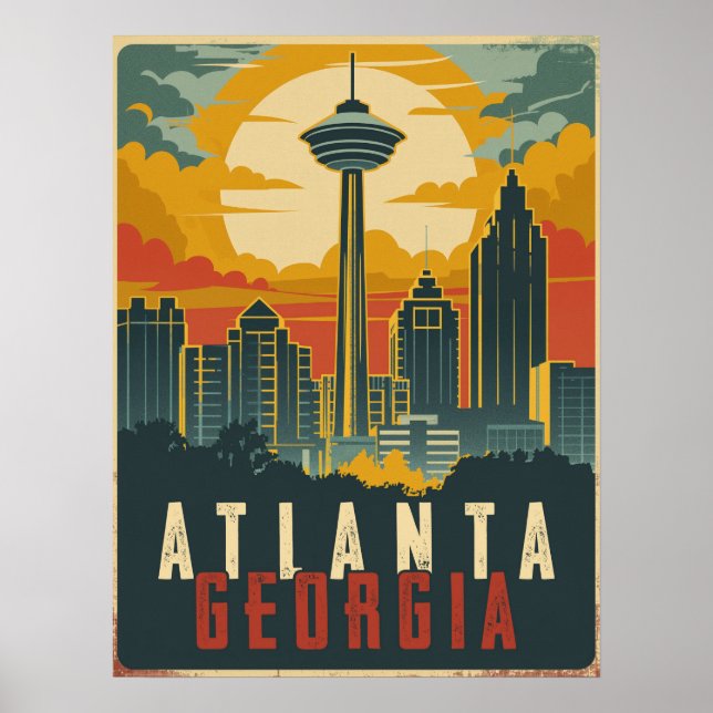 Atlanta, Georgia Vintage Travel  Poster (Front)