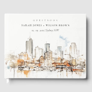 Atlanta Georgia Watercolor Landscape Wedding Guest Book