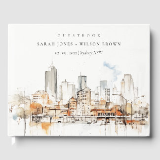 Atlanta Georgia Watercolor Landscape Wedding Guest Book