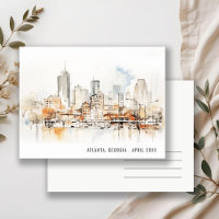 Atlanta Georgia Watercolor Landscape Wedding
