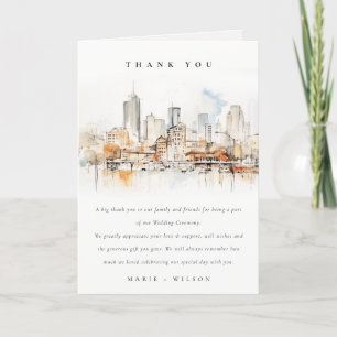 Atlanta Georgia Watercolor Landscape Wedding Thank You Card