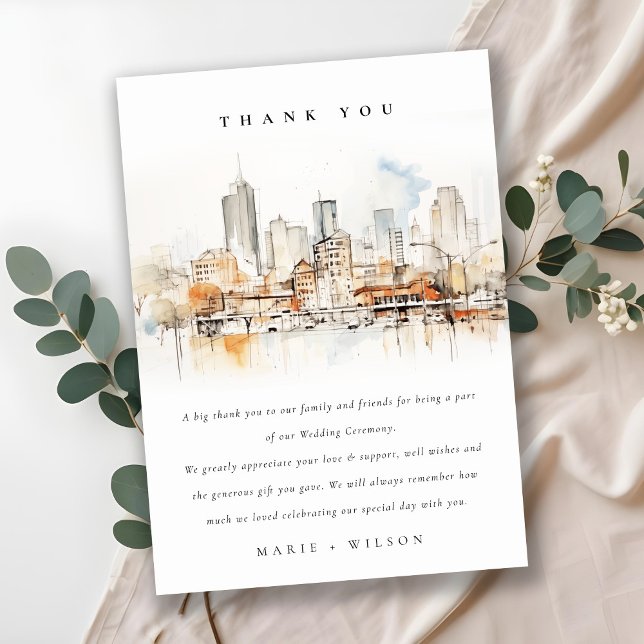 Atlanta Georgia Watercolor Landscape Wedding Thank You Card (Creator Uploaded)