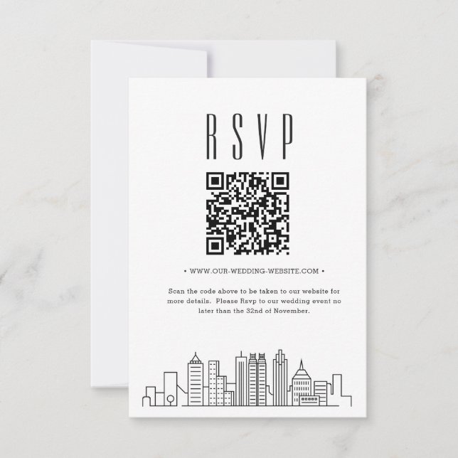 Atlanta, Georgia Wedding QR code RSVP Card (Front)