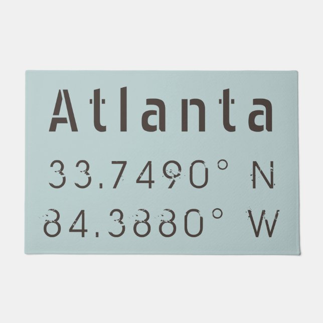 Atlanta Latitude and Longitude Doormat (Front)