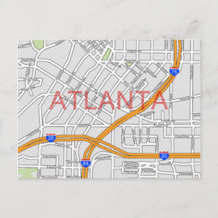 Atlanta Peachtree Road Map Postcard