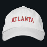 Atlanta Red Embroidery on White Embroidered Hat<br><div class="desc">Atlanta Red embroidery on White cotton hat. Makes a wonderful gift for anybody who loves Atlanta GA! If you would prefer to have your personal text then simply select "Personalise this template" details button to enter your choice of custom text. Embroidery is also customisable to other colour choices by selecting...</div>