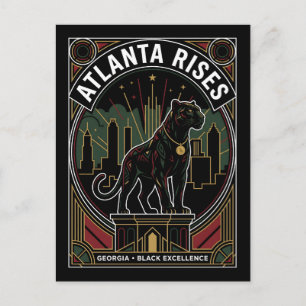 Atlanta Rises Black Panther Black Excellence Art Holiday Postcard