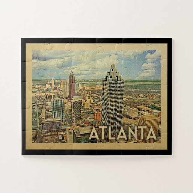 Atlanta Skyline Atlanta Vintage Travel Jigsaw Puzzle (Horizontal)