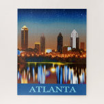 Atlanta Skyline by Night with Reflections Jigsaw P Puzzle<br><div class="desc">Puzzle in an illustration of the Atlanta Georgia skyline at night,  under a starry sky,  with brilliantly reflected lights</div>