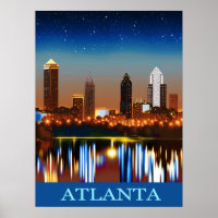 Atlanta Skyline by Night with Reflections