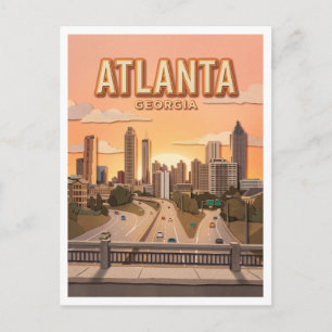 Atlanta skyline from Jackson Street Bridge Georgia Postcard