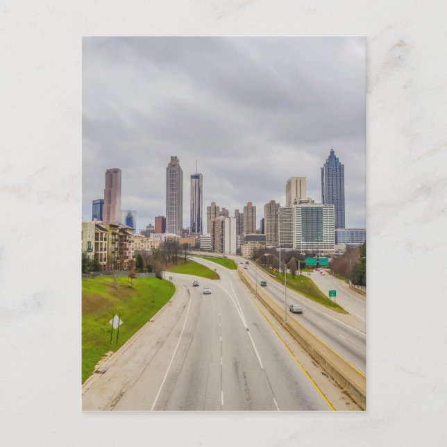 Atlanta skyline over highway postcard (Front)
