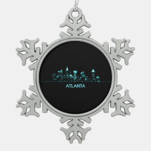 Atlanta Skyline Snowflake Pewter Christmas Ornament