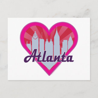 Atlanta Skyline Sunburst Heart Postcard